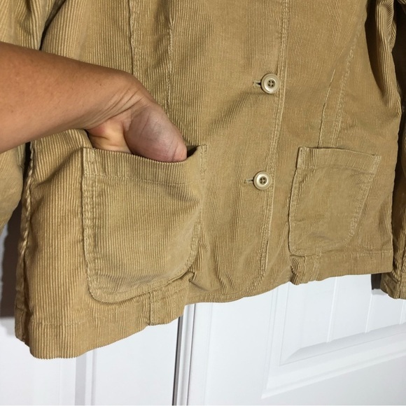 Eddie Bauer Womens Buttoned Front Pockets Corduroy Tan Jacket Size L - Picture 3 of 11